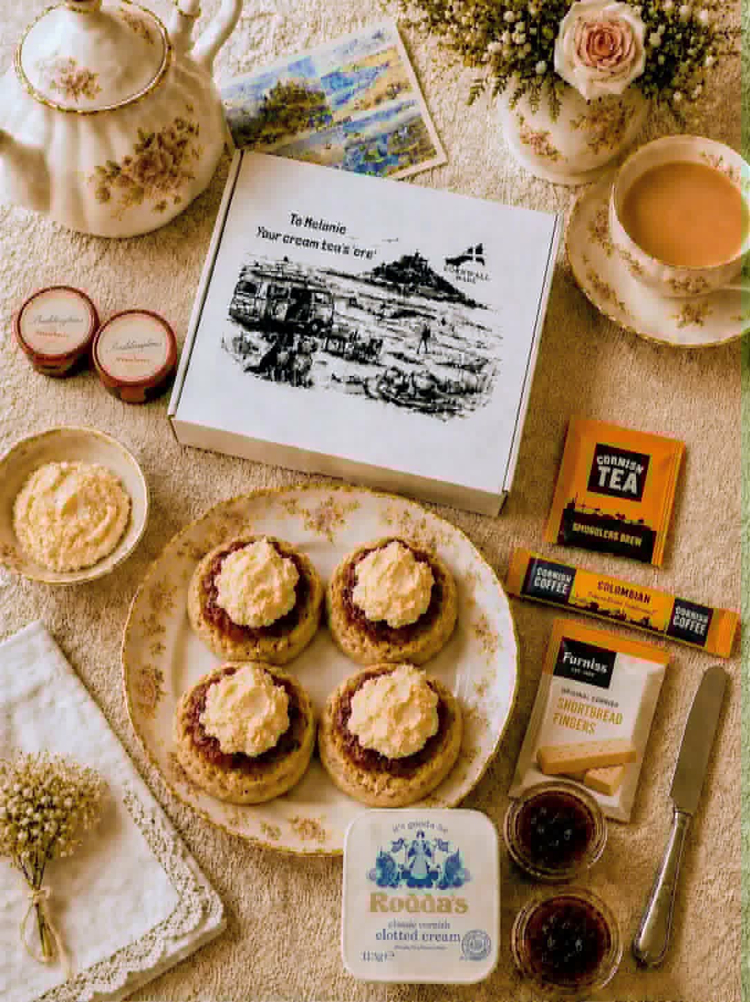Cornish Cream Tea Hamper for Two  • FREE DELIVERY • Choose your delivery date