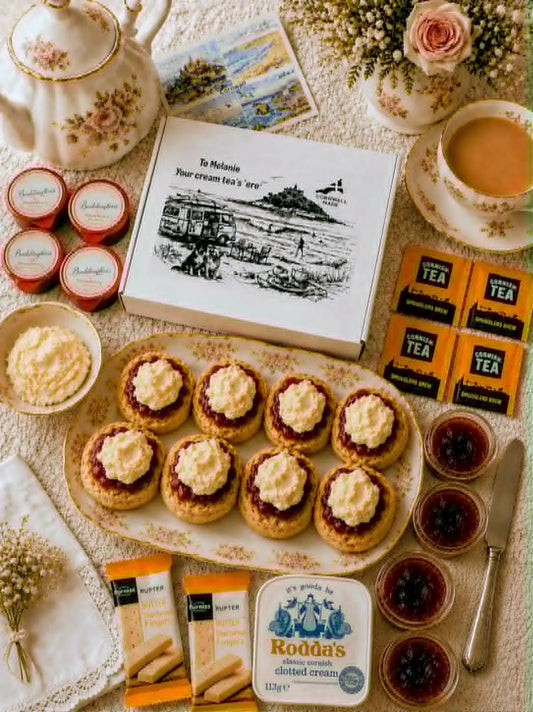 Cornish Cream Tea Hamper for four • FREE DELIVERY • Choose your delivery date