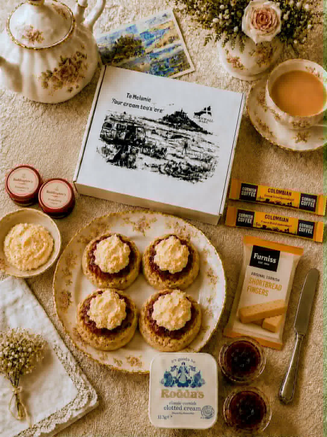 Cornish Cream Tea Hamper for Two  • FREE DELIVERY • Choose your delivery date